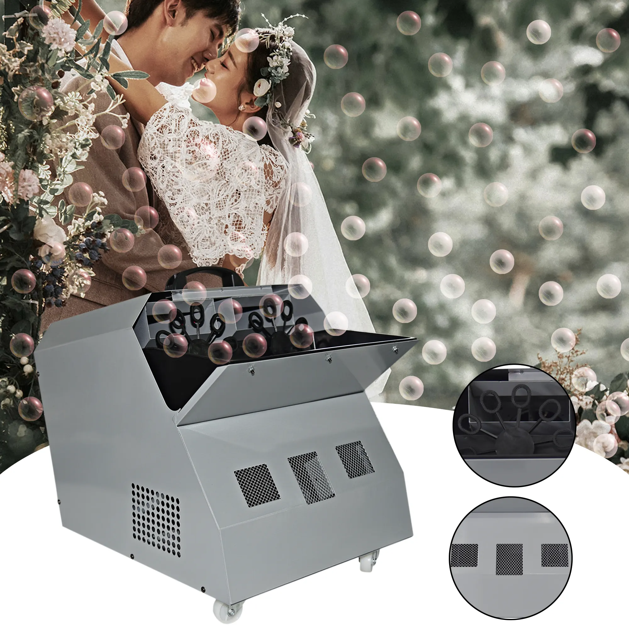SITERUI RGB LED Dmx 512 автоматический вентилятор мыльный пузырь туман дымовая машина с беспроводным пультом дистанционного управления для сцены DJ Свадебная вечеринка Sho