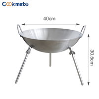 Four en acier inoxydable foyer portable double boucle avec pieds détachables pour le camping