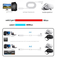 Pour Oculus pour Quest 3/2 Compatible 5 m Silicone coude VR lien ligne de Streaming charge rapide pour ordinateur Streaming avec pour