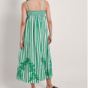 Vestido Casual de Verano para Mujer, Diseño Bohemio con Rayas Bordadas, Algodón, Estilo Midi, Venta al Por Mayor OEM - Product Image 3