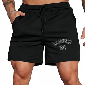 Pantalones Cortos Deportivos Casuales para Hombre, Negros, Gruesos, con Estampado de Logotipo Personalizado, de Poliéster/Nailon, Transpirables, para Gimnasio - Product Image 1