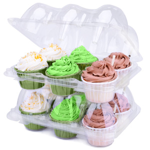 6 count cupcake boxes custom size clear lid transparent plastic cupcake boxes packaging