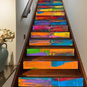 Décoration murale d'escalier à fleurs imprimées personnalisées, promotion de produit adhésif vinyle 3d, décalcomanies d'escalier - Product Image 5