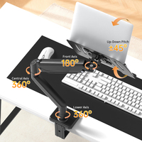 Bras de moniteur d'ordinateur portable entièrement réglable Khcoohoo pour écrans de 10 à 17 pouces, ESA 75/100 mm, supporte jusqu'à 9 kg, design en acier noir peu encombrant