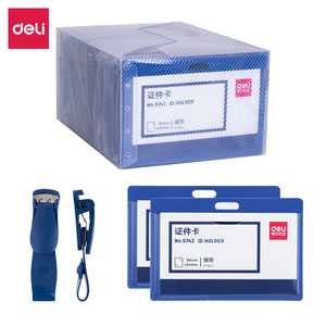 Deli 5742 Id Holder 90mm X54mm Hard Card Sleeve With Clip And Lanyard For Work Badge - Product Image 1