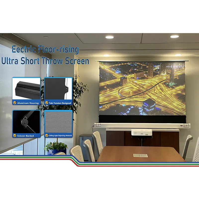 ELITE 100inch Motorized Electric Floor Rising Alr Projection Screen With The PET Crystal For The 3d 4k Projector