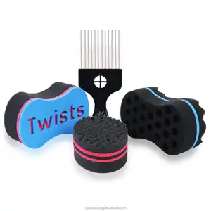 Nhà cung cấp Nhà máy OEM uốn miếng bọt biển bàn chải Twist tóc Sponge Comb cho phi tóc Sponge Comb