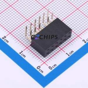 XDM254-2-06-W-8.5-G0 Pin Socket Bent Lead Through Hole,P=2.54mm Connector 2x6P 2.54mm Square Hole Right Angle Insert - Product Image 1