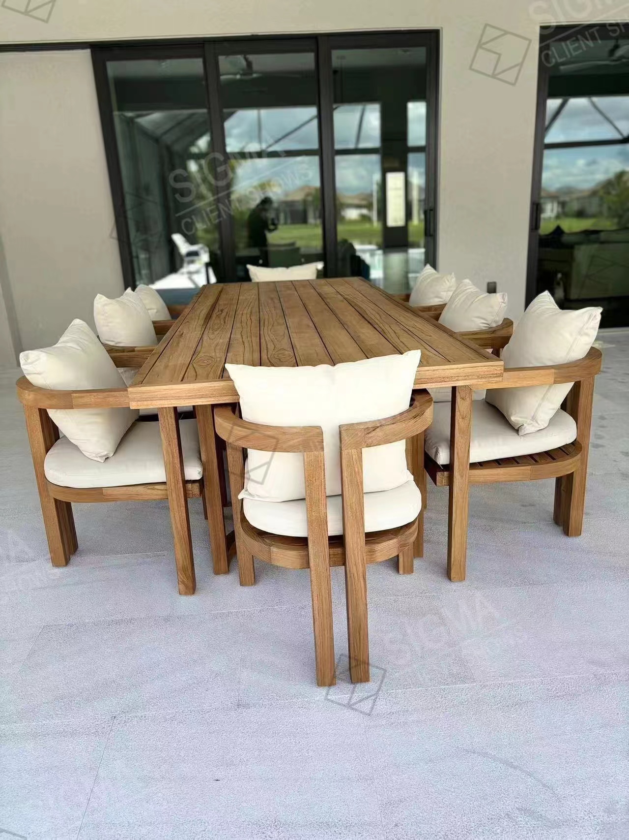 Modern Patio Solid Wood Teak Garden Set Luxury Outdoor Sofa Set Dinning Table Set With Chairs
