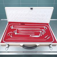 OldMed ENT Esophagoscope Nouvel ensemble complet Boîte en bois Fibres optiques Instruments chirurgicaux Acier inoxydable de qualité médicale CE ISO