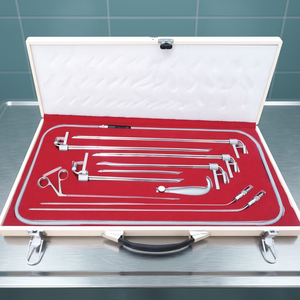 OldMed ENT Esophagoscope Nouvel ensemble complet Boîte en bois Fibres optiques Instruments chirurgicaux Acier inoxydable de qualité médicale CE ISO - Product Image 3