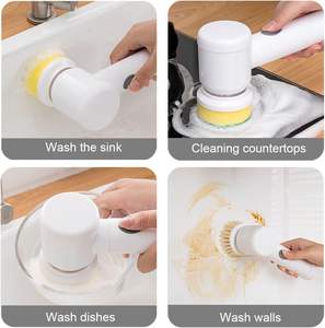 Brosse de nettoyage électrique sans fil rotative à alimentation USB avec 3 têtes de brosse remplaçables - Product Image 6