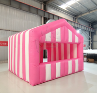 Kiosque de vente gonflable en PVC rayé rose et blanc, stand de concession, stand de fête foraine, boutique de friandises, tente portable, kiosque de vente ambulant, pour événements extérieurs