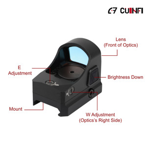 Cuinfi 1x24x17 Viseur point <span class=keywords><strong>rouge</strong></span> ouvert en alliage d'aluminium, entièrement multi-couches, décompression oculaire illimitée, étanche IPX7, antichoc, point circulaire - Product Image 2