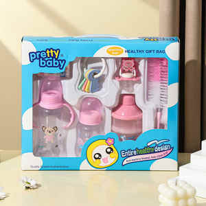 Logo personnalisé coffret cadeau bouteille nouveau-né PP bouteille brosse jouet lait en poudre grille sucette coton-tige ensemble de 8 pièces - Product Image 4