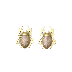 Pendientes de Moda con Bisel de Aleación Chapado en Oro y Diseño de Concha de Insecto Vintage E450-E200-0184QK - Product Image 2