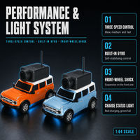 Voiture RC avec éclairage et caméra 1:64 FPV 2.4GHz, véhicule télécommandé avec indicateur de charge et lumière d'ambiance pour enfants