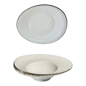 จานชิมพอร์ซเลนลายคลื่น ขนาด 24x21 ซม. สีขาว - Product Image 1