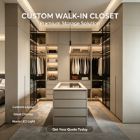 Système de rangement sur mesure pour chambre à coucher, armoire moderne de luxe écologique avec portes vitrées, dressing intégré pour mobilier de villa