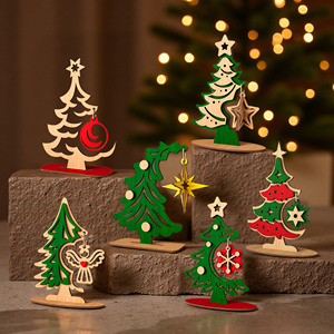 Set de Adornos Navideños de Madera para Árbol, Decoración de Mesa para Fiestas, Adorno DIY para el Hogar, Escena Invernal, Decoración Navideña - Product Image 1