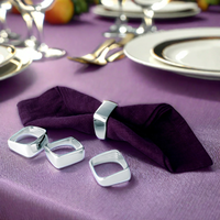 Accessoires de table à manger personnalisés Décoration de fête de mariage Anneaux de serviette plaqués argent de luxe Lot de 4