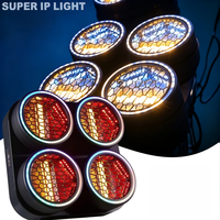 Luz de Escenario Retro de Cuatro Ojos con Efecto Halo Ámbar RGB, Lámpara de Ambiente DMX512 para DJ, Bar, Club, Decoración Visual Profesional