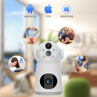 Caméra de sécurité domestique V380 à double objectif, 4G Wifi, détection humaine, alarme, vision nocturne couleur, caméra IP CCTV avec batterie 4000 mAh