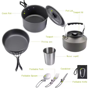 MingChan écologique Wilderness Survival Metal <span class=keywords><strong>Camping</strong></span> Pot Batterie de cuisine pour équipement de cuisine en plein air Ensemble de marmites - Product Image 3