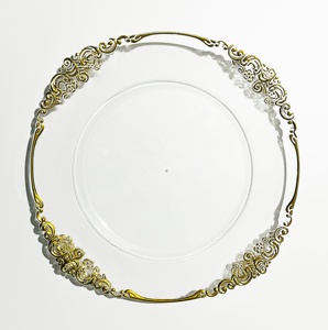 13 pouces <span class=keywords><strong>pas</strong></span> <span class=keywords><strong>cher</strong></span> en gros <span class=keywords><strong>table</strong></span> récif acrylique plastique argent rose or bord clair plaques de présentation décoration de mariage pour le dîner - Product Image 1