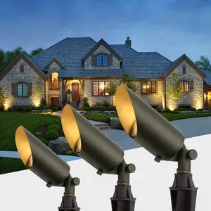 Iluminación de paisaje de latón para exteriores, accesorio MR16 de bajo voltaje, IP65, foco LED impermeable para decoración de patio trasero