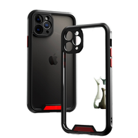 Étui de téléphone transparent avec cadre coloré IMD résistant aux chocs en TPU+PC 2-en-1 pour 14/13/12 Pro Max/11/XR/XS