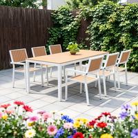 Ensembles de salle à manger modernes en WPC, bois massif et alliage d'aluminium pour balcon, jardin, cour et salons de thé - Modèle 070 Fabriqué en Chine