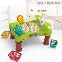 Ensemble de table de jeu de pêche électrique pour enfants, jouets musicaux pour animaux, jouet de pêche magnétique, interactif et compétitif