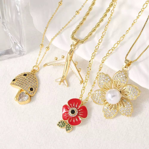 <span class=keywords><strong>BD</strong></span>-L4555 populaire champignon colliers pour cadeaux fleur colliers 18k plaqué or <span class=keywords><strong>avion</strong></span> colliers - Product Image 1