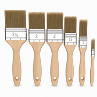 Ensemble de 6 pinceaux plats à poils naturels avec manche en bois, 6 tailles, pour apprêt et vernis