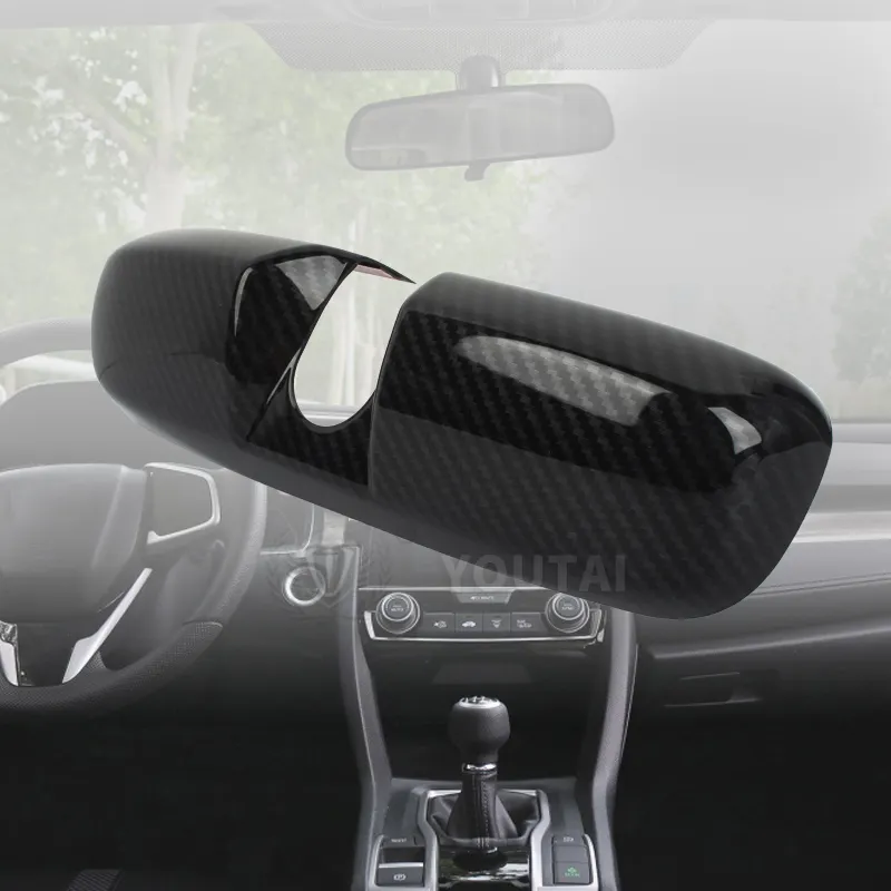 اكسسوارات السيارات أسود الكربون نظرة OEM نمط غطاء مرآة السيارة الداخلية مرآة الرؤية الخلفية غطاء