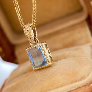 Pendentif personnalisé en pierre précieuse naturelle aigue-marine 0,6 ct en or 18 carats de la marque de bijoux de luxe Xinfly - Product Image 3