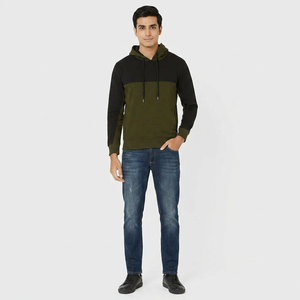 Sudadera Casual para Hombre, 100% Algodón, para Invierno, con Media Cremallera, Corte Holgado, Secado Rápido, Capucha con Bloques de Color, Mangas Largas, 2 Bolsillos Laterales - Product Image 1