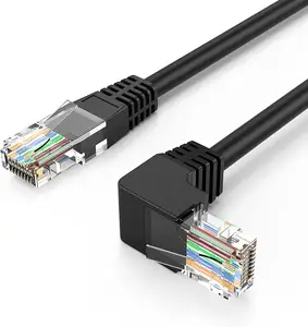 Cable de conexión Ethernet CAT6, Cable LAN RJ45 de red Gigabit de 90 grados hacia arriba