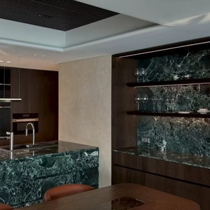 Comptoir de salle à manger de luxe avec plateau en marbre vert Pradas, comptoirs de cuisine intérieurs pour villa, hôtel, mobilier de salle à manger - Product Image 4