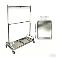 Chariot de séchage et de suspension de viande de canard rôti en acier inoxydable 304 à 2 niveaux avec plateau à graisse et roulettes, équipement de cuisine commercial, vente en gros d'usine