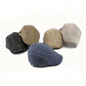 Casquette Gatsby en coton lavé unisexe pour hommes et femmes, casquette élégante de style newsboy, couleur unie de qualité supérieure - Product Image 3