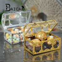 Coffret à trésor portable, boîte à bonbons, boîte à dragées de mariage, mini-boîtes cadeaux, boîte de rangement transparente en plastique de qualité alimentaire pour bijoux