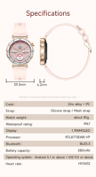 Reloj Inteligente para Mujer I222, Pantalla Táctil Completa AMOLED Redonda de 1.19 Pulgadas, Chip RLT8773E, Personalización OEM de Marca, Reloj Deportivo para Mujer de 280 mAh