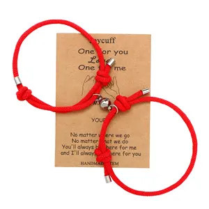 Bracciale basso MOQ fai-da-te bracciale uomo donna magnete regolabile bracciale rosso per amanti coppia bracciale corda