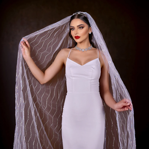 ल्यूओसिन सुरुचिपूर्ण आश्चर्यजनक वाल्ट्ज लंबाई शादी का घूंघट 1 टियर लंबी ब्राइडल वील्स - Product Image 1