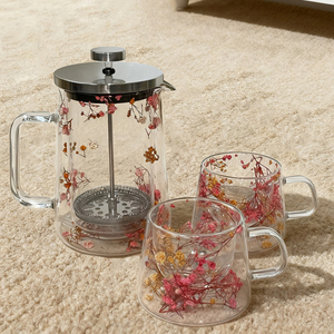 Ensemble de cafetière à piston en verre borosilicate à double paroi, résistant à <span class=keywords><strong>la</strong></span> chaleur, capacité de 1000 ml - Product Image 4