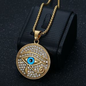 Collar con Colgante Ojo de Horus, Chapado en Oro, Acero Inoxidable con Incrustaciones de Diamantes de Imitación, Joyería de Regalo, Pieza de Moda - Product Image 1