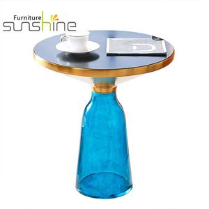Tavolino/tavolino da caffè con Design <span class=keywords><strong>Plexiglass</strong></span> blu oro e brillante - Product Image 1