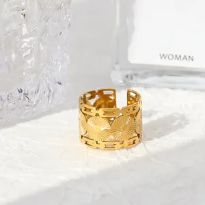 2023 Latest 18K Gold Plated Rope Ring Waterproof Jewelry Custom Logo Statement Rings For Women